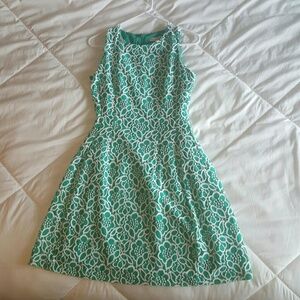 New York & Company Teal and White Midi Dress